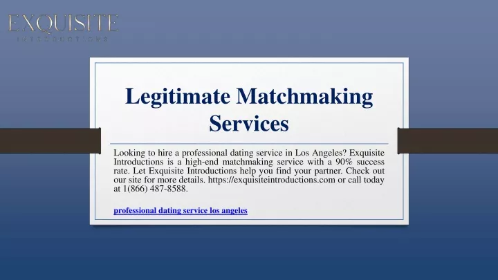 legitimate matchmaking services