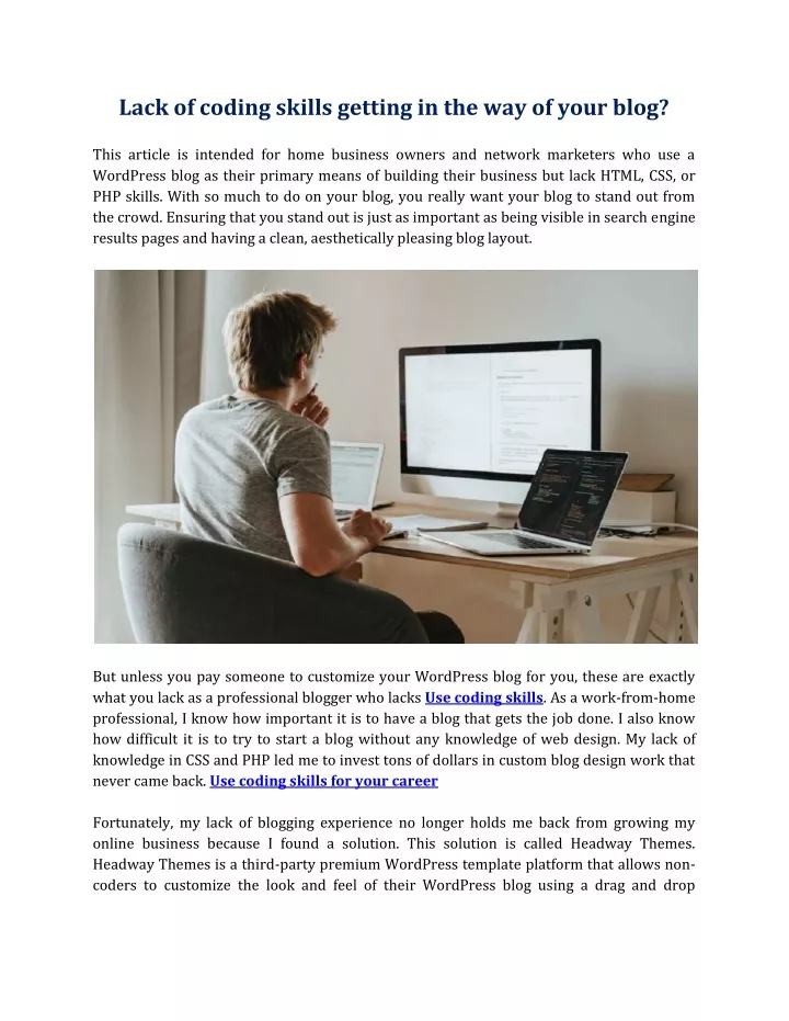 lack of coding skills getting in the way of your