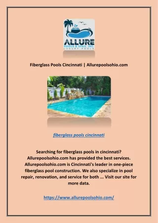 Fiberglass Pools Cincinnati | Allurepoolsohio.com