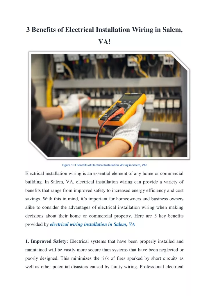 3 benefits of electrical installation wiring