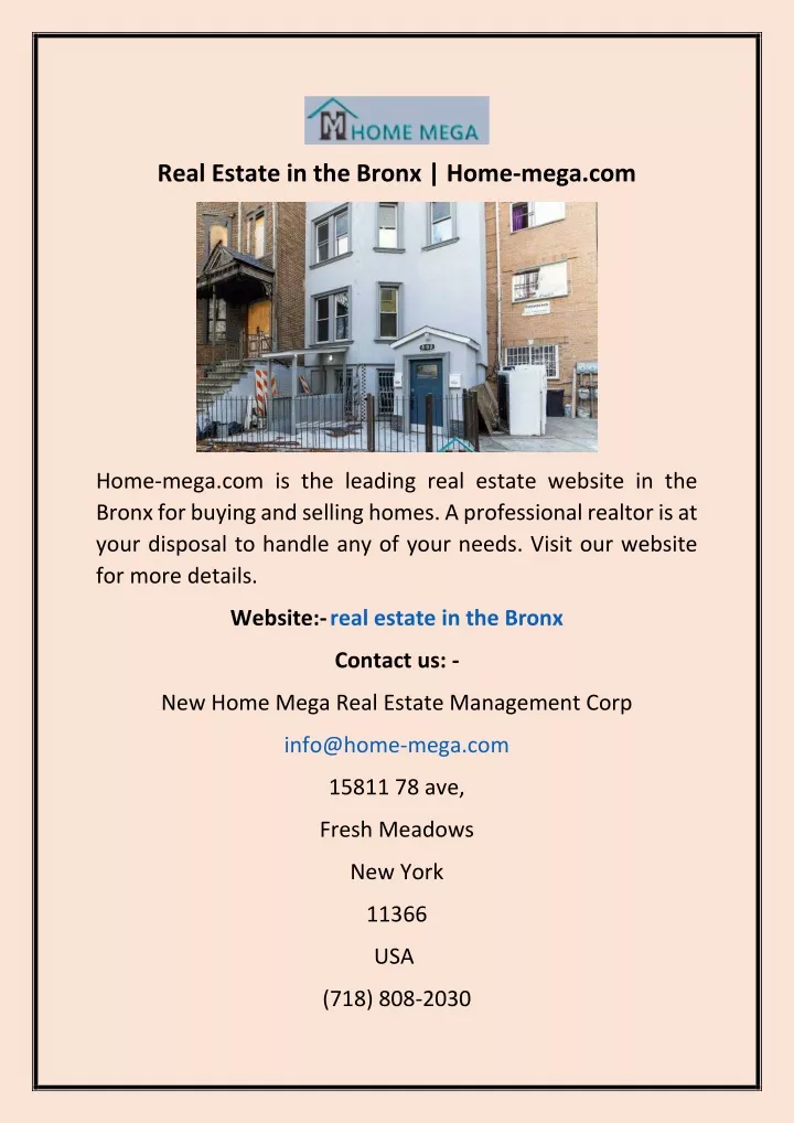 real estate in the bronx home mega com