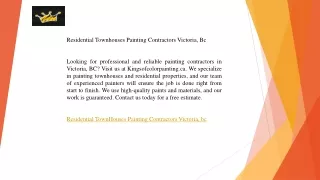 Residential Townhouses Painting Contractors Victoria, Bc  Kingsofcolorpainting.ca