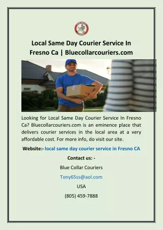 Local Same Day Courier Service In Fresno Ca | Bluecollarcouriers.com