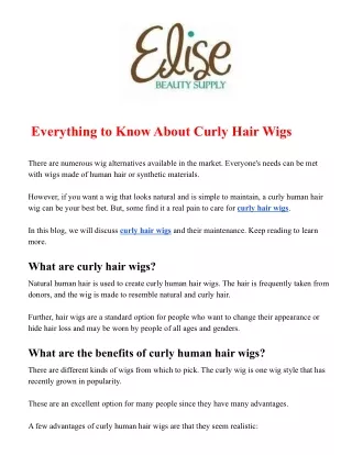 Everything to Know About Curly Hair Wigs