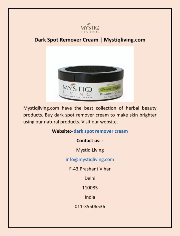 dark spot remover cream mystiqliving com