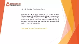 Ivdr Mdr Technical Files Writing Service  5aiconsulting.com