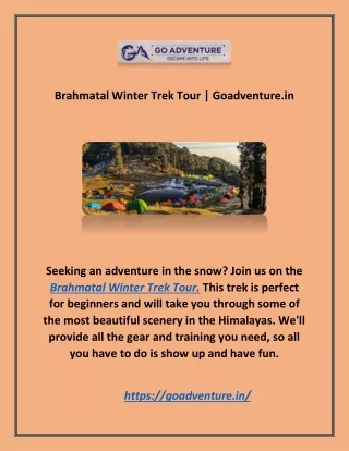brahmatal winter trek tour goadventure in