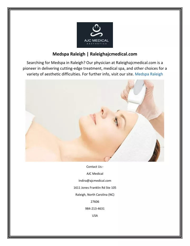 medspa raleigh raleighajcmedical com