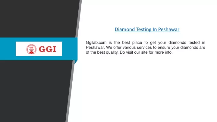 diamond testing in peshawar