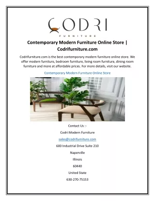 Contemporary Modern Furniture Online Store | Codrifurniture.com