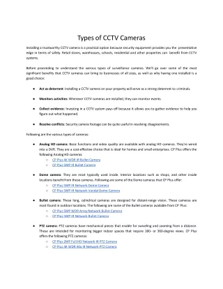types of cctv cameras installing a trustworthy