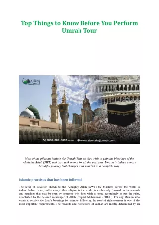 Top Things to Know Before You Perform Umrah Tour