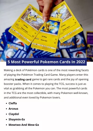 5 most powerful pokemon cards in 2022
