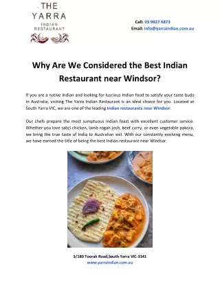 Why Are We Considered the Best Indian Restaurant in Windsor?