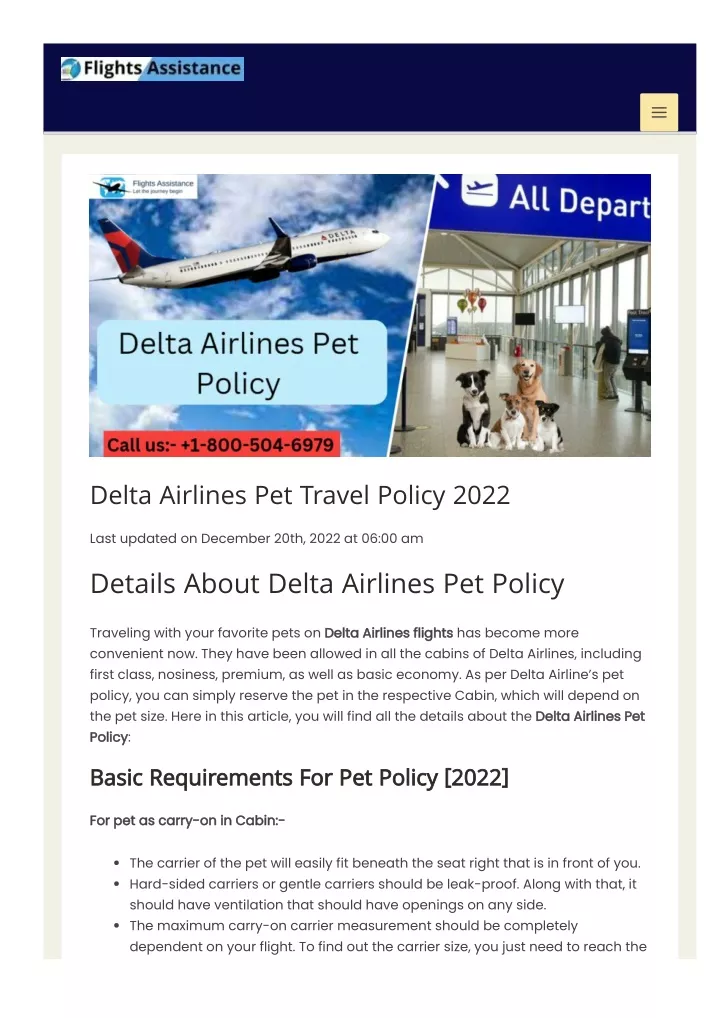 delta airlines pet travel policy 2022