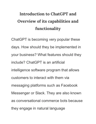 introduction to chatgpt and