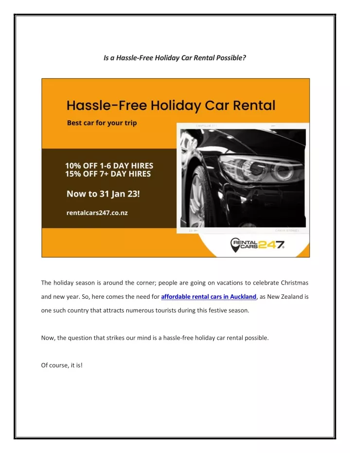 is a hassle free holiday car rental possible