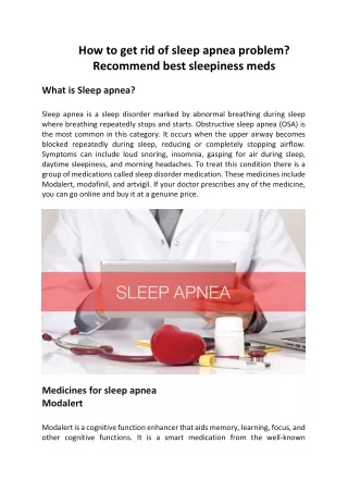 How to get rid of sleep apnea problem Recommend best sleepiness meds