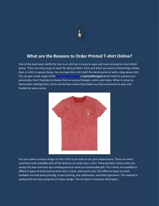 What are the Reasons to Order Printed T-shirt Online?