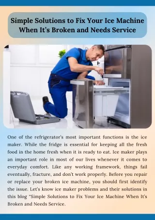 simple solutions to fix your ice machine when