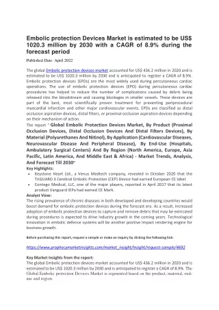 embolic protection devices market is estimated