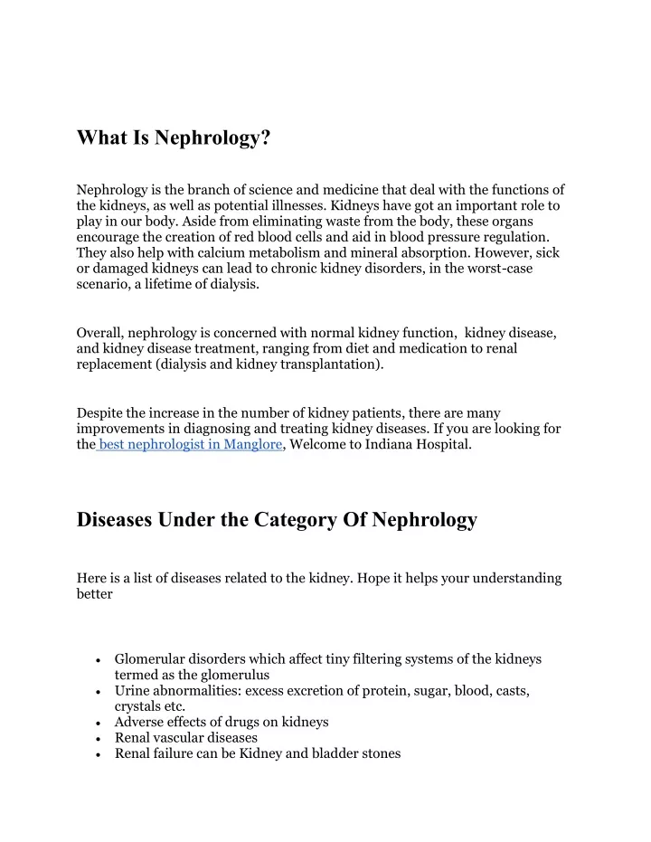 what is nephrology nephrology is the branch