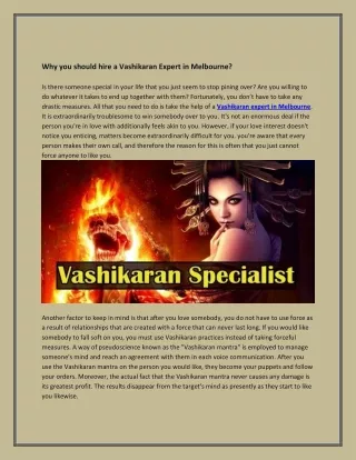Why you should hire a Vashikaran Expert in Melbourne