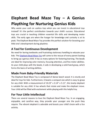 (lullabybaby.shop) --- Elephant Bead Maze Toy – A Genius Plaything for Nurturing Genius Kids
