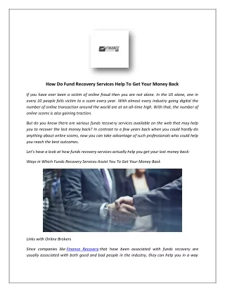 Hire A Recovery Expert - Finance Recovery