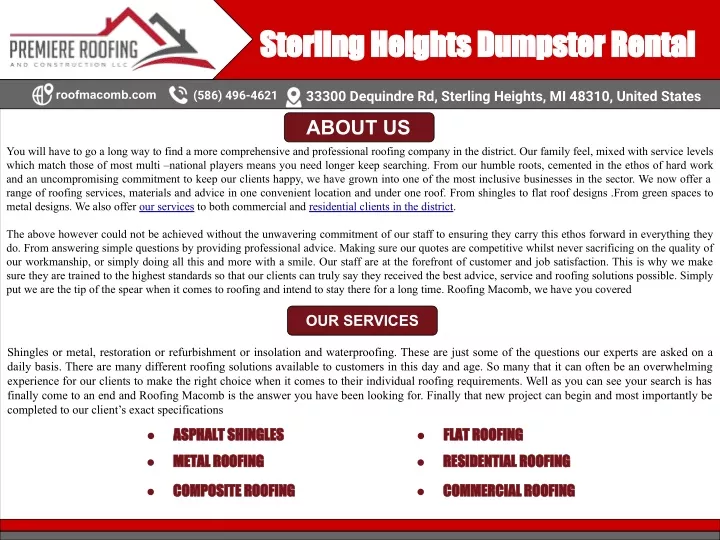 sterling heights dumpster rental sterling heights