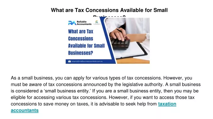 what are tax concessions available for small