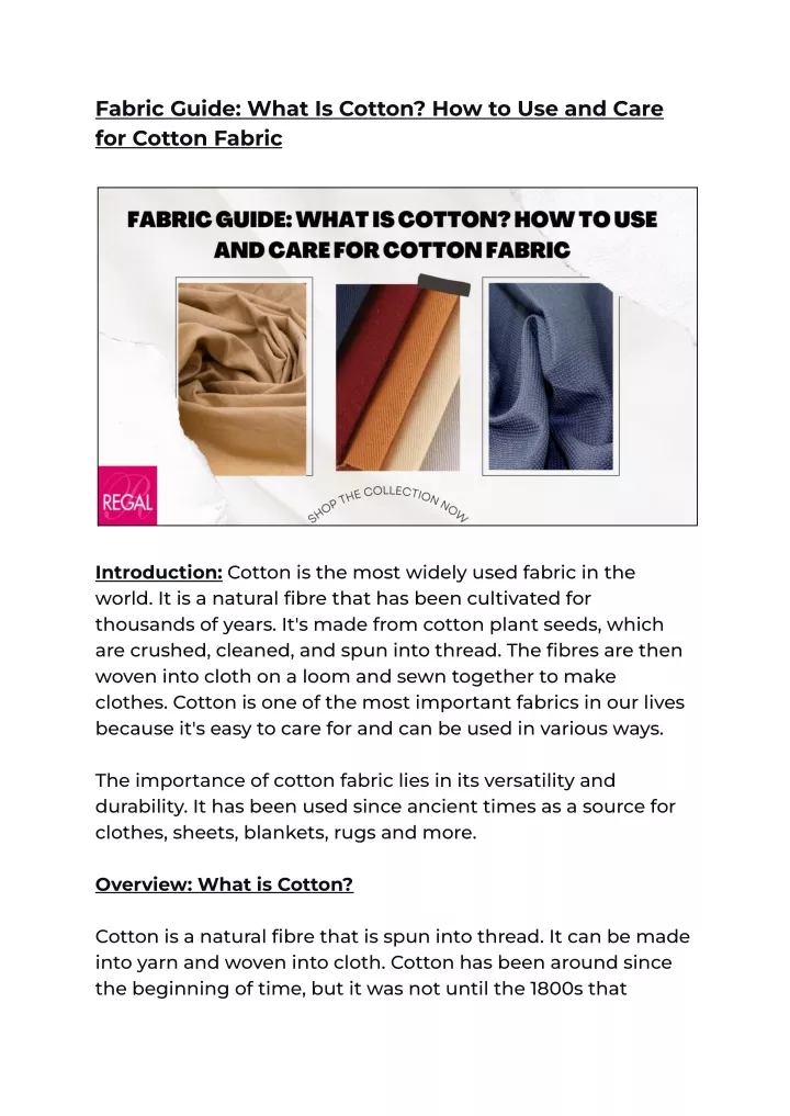 fabric guide what is cotton how to use and care