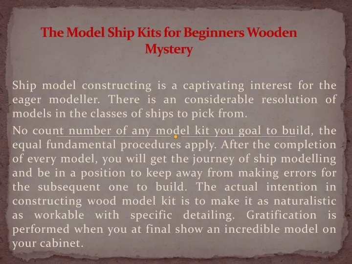 the model ship kits for beginners wooden mystery