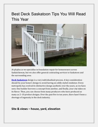 Best Deck Saskatoon Tips You Will Read This Year