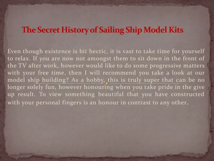 the secret history of sailing ship model kits