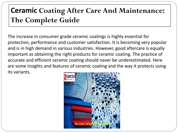 ceramic coating after care and maintenance the complete guide
