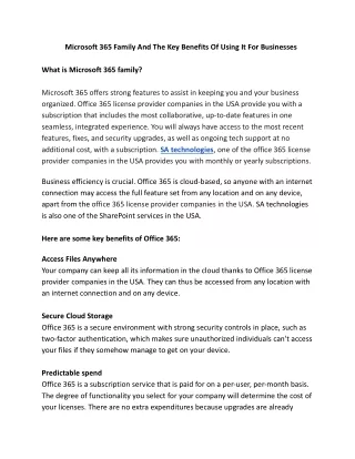 Microsoft 365 Family And The Key Benefits Of Using It For Businesses