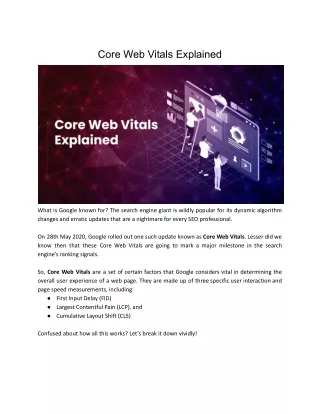 core web vitals explained