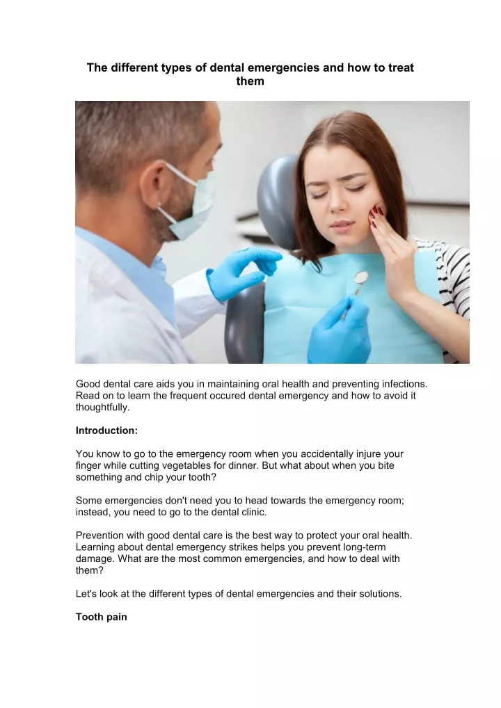 the different types of dental emergencies