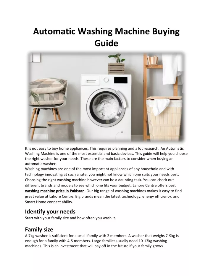automatic washing machine buying guide