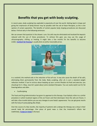 Benefits that you get with body sculpting