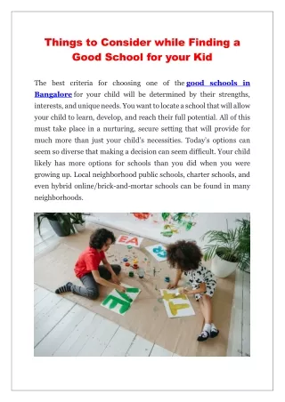 things to consider while finding a good school