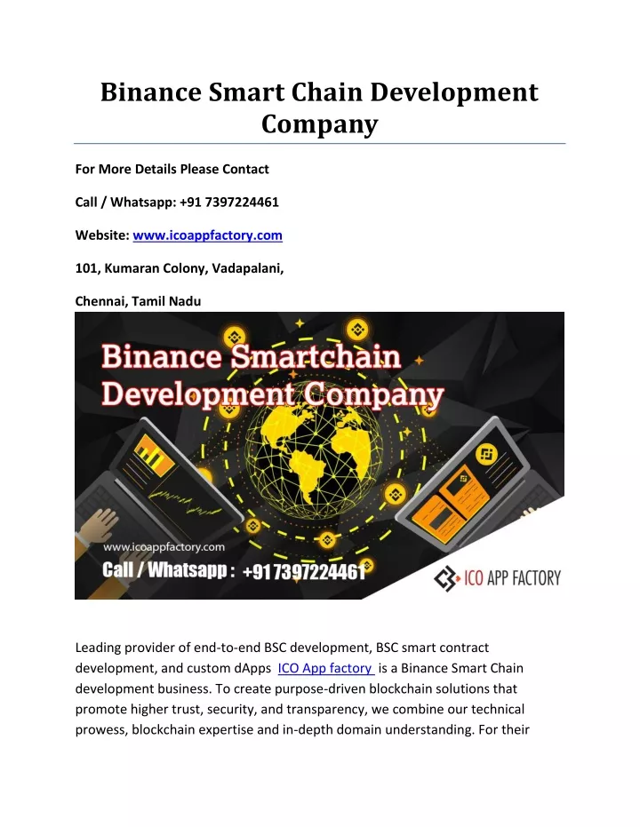 binance smart chain development company