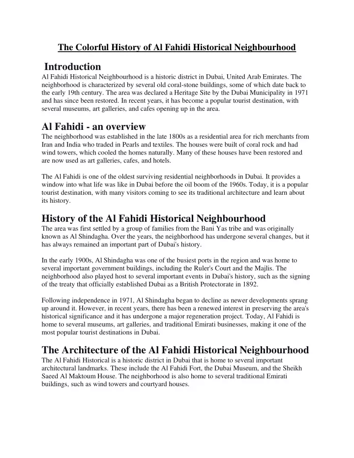 the colorful history of al fahidi historical