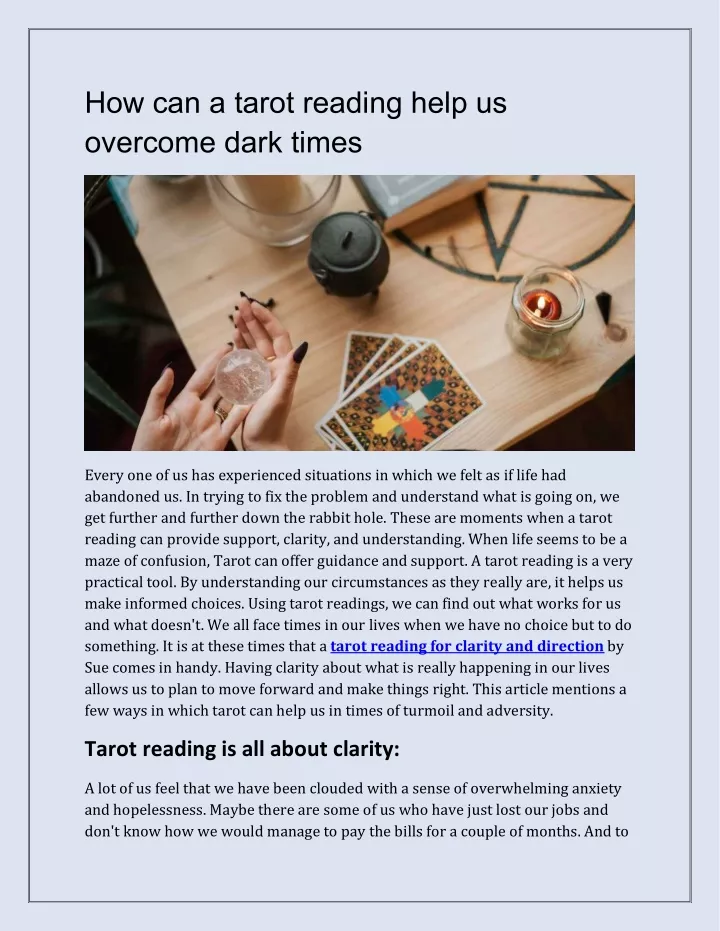 how can a tarot reading help us overcome dark
