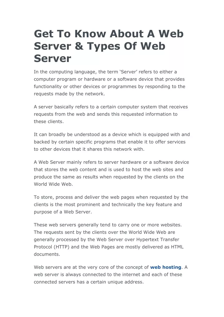 get to know about a web server types of web server