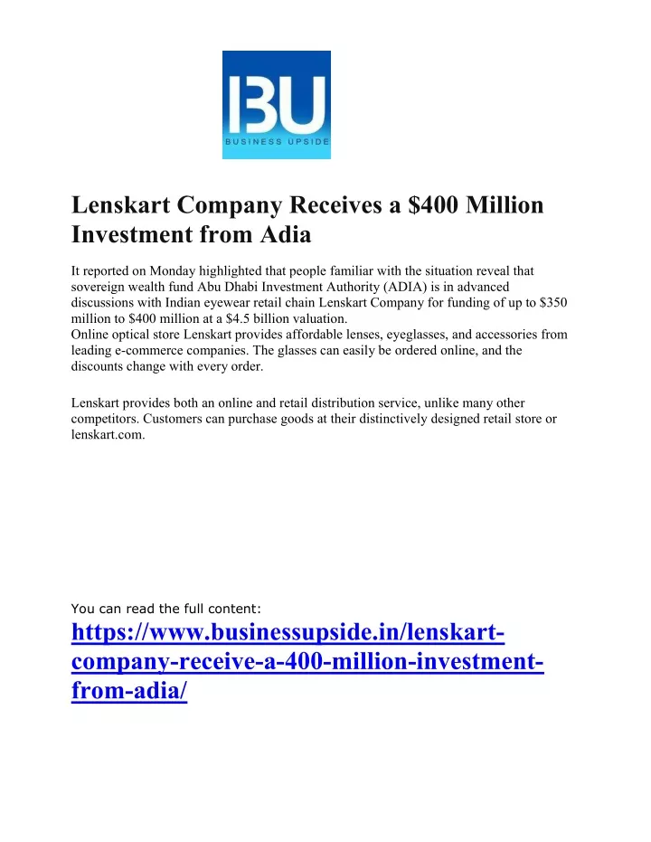 lenskart company receives a 400 million