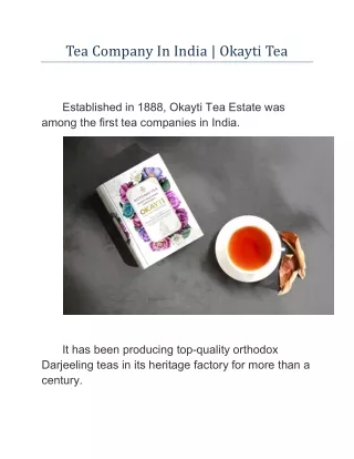 Tea Company In India | Okayti Tea