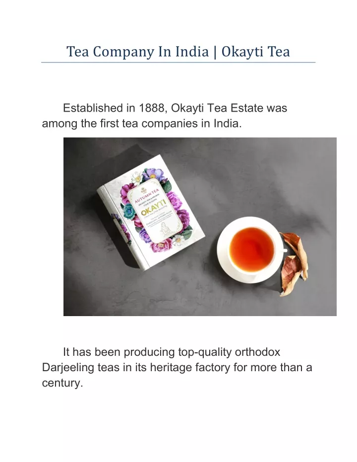 tea company in india okayti tea
