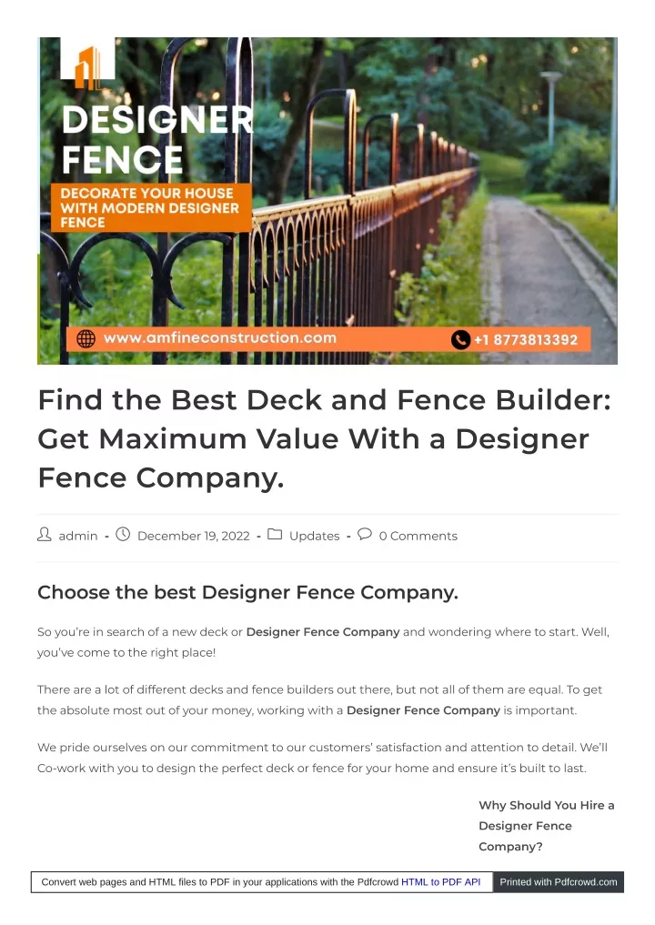 find the best deck and fence builder get maximum